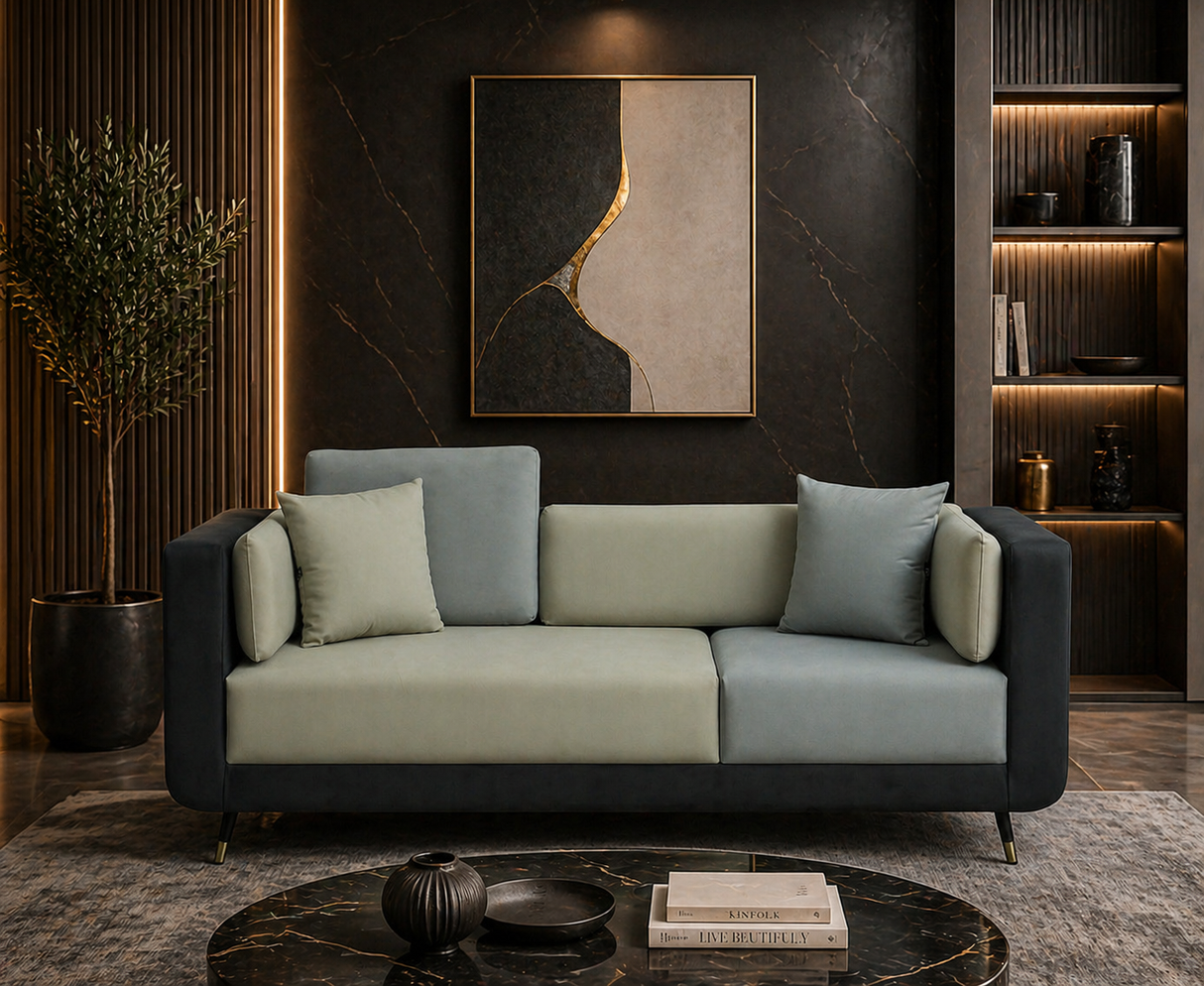 VEGAS Three Seater Upholstered Sofa Velvet - 12 Months Warranty