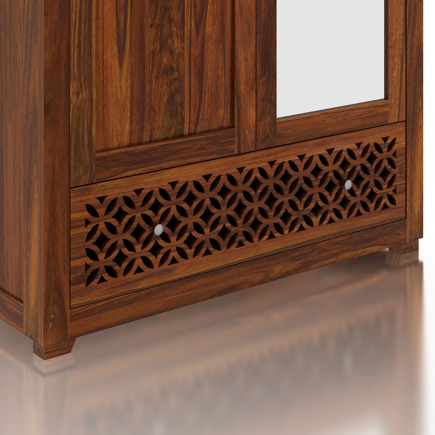 Jodhpur Solid Sheesham Wood with One Side Mirror - 3 Years Warranty