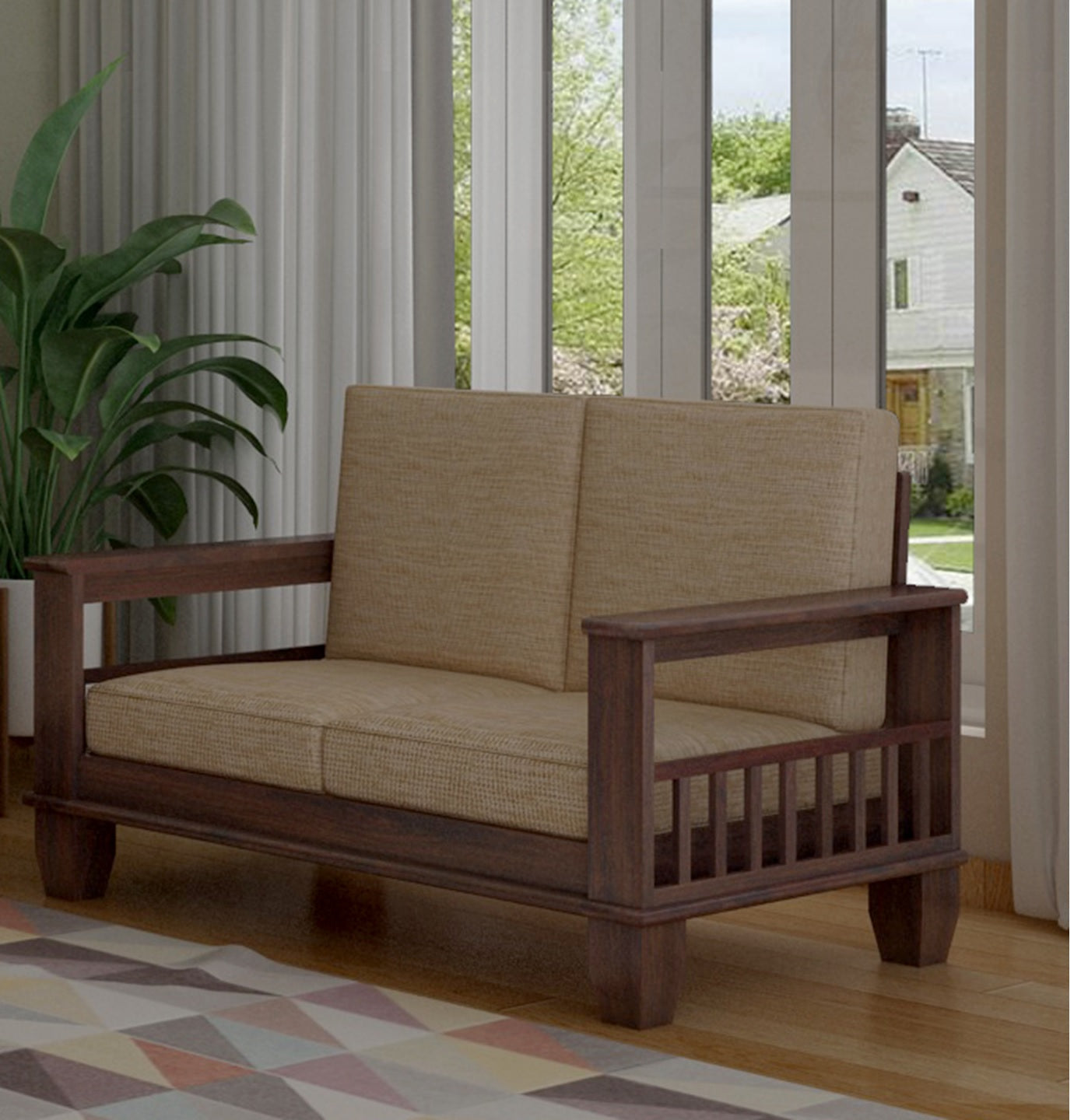 Maharaja Solid Sheesham Wood 2 Seater Sofa - 3 Years Warranty