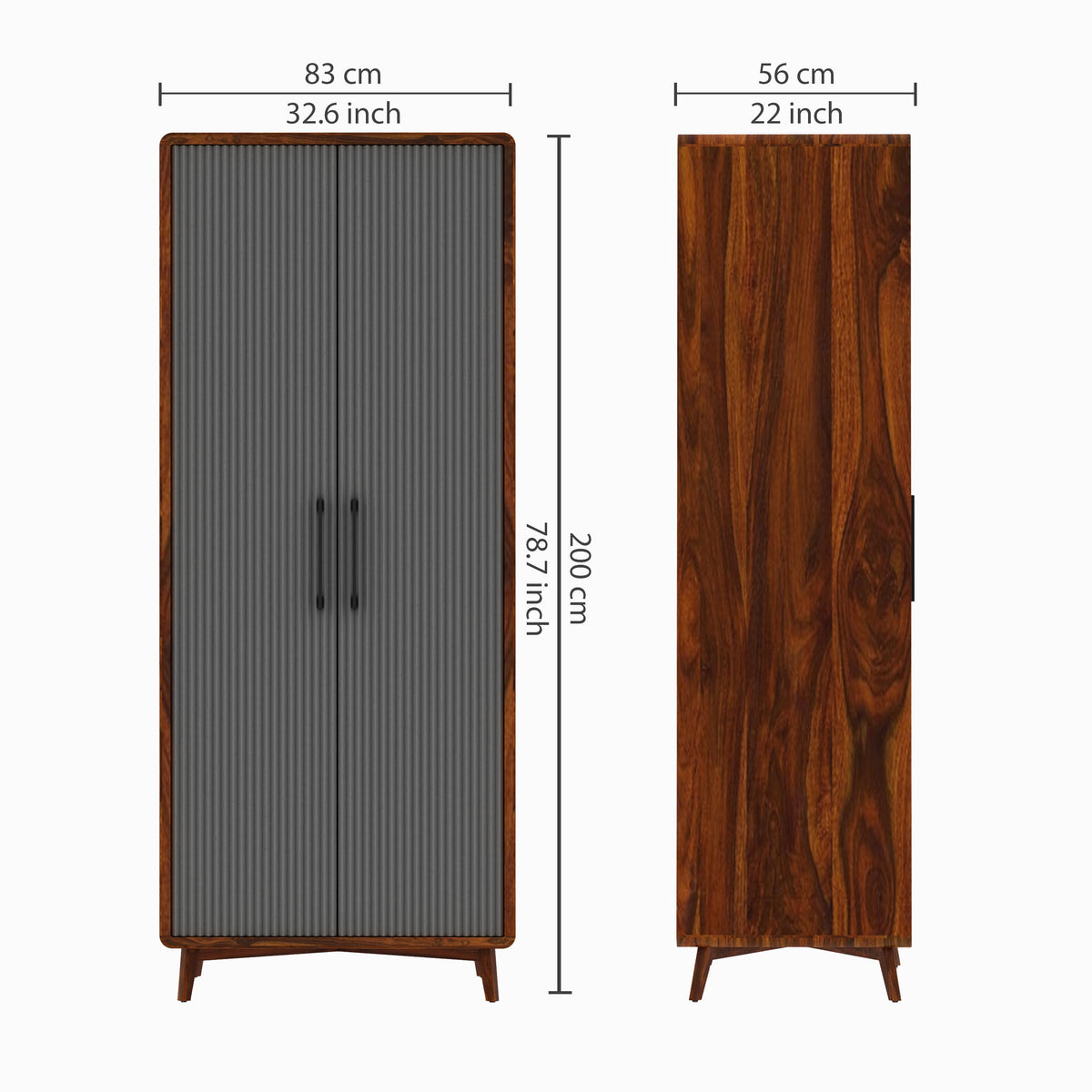 Robert Solid Sheesham Wood Wardrobe With Two Doors 3 Years warranty