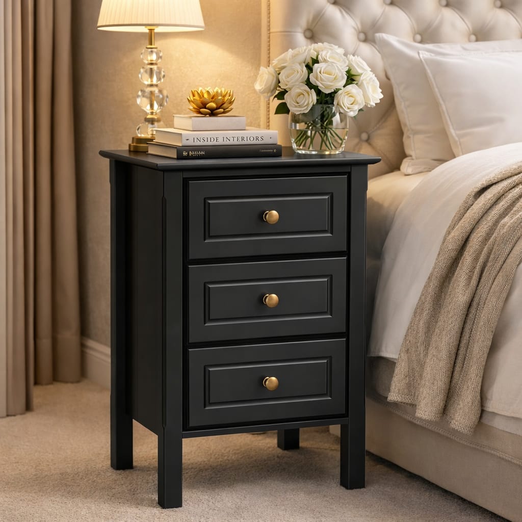 ISAAC Solid Sheesham Wood Bedside Table - 3 Years Warranty (LUXE EDITION)