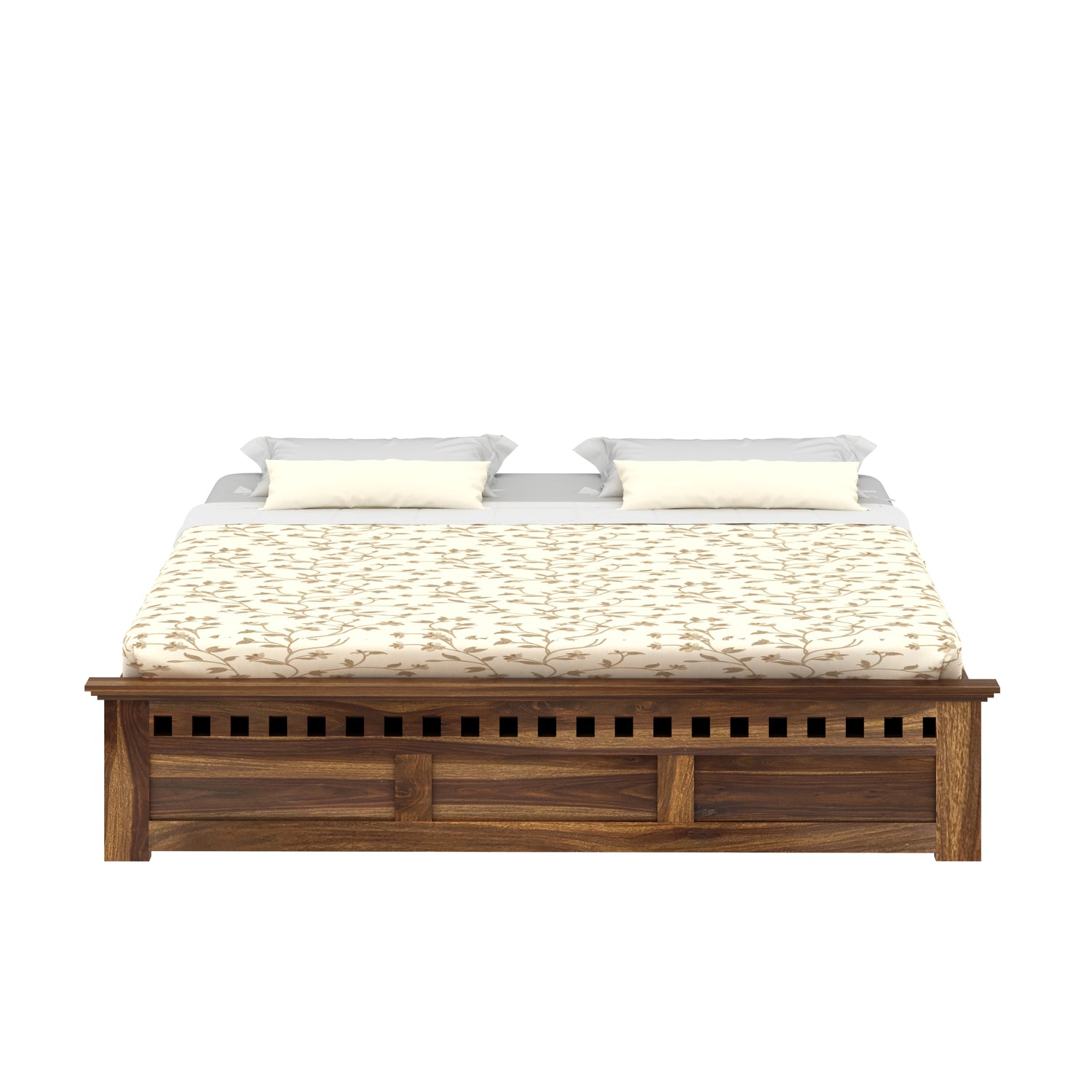 Armania Solid Sheesham Wood Bed With Box Storage Without Headboard - 3 years Warranty