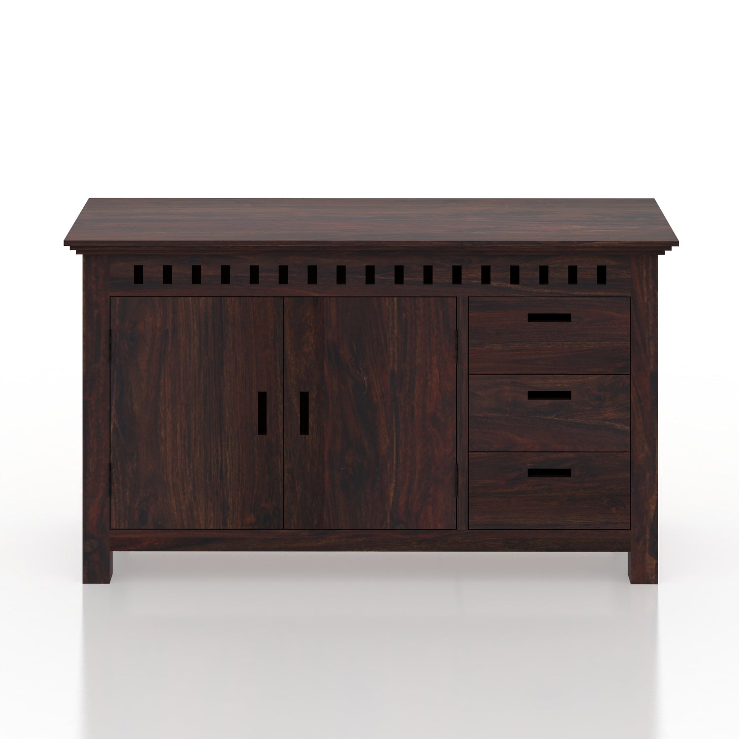 Armania Solid Sheesham Wood Sideboard With Doors and Drawer Storage - 3 Years Warranty