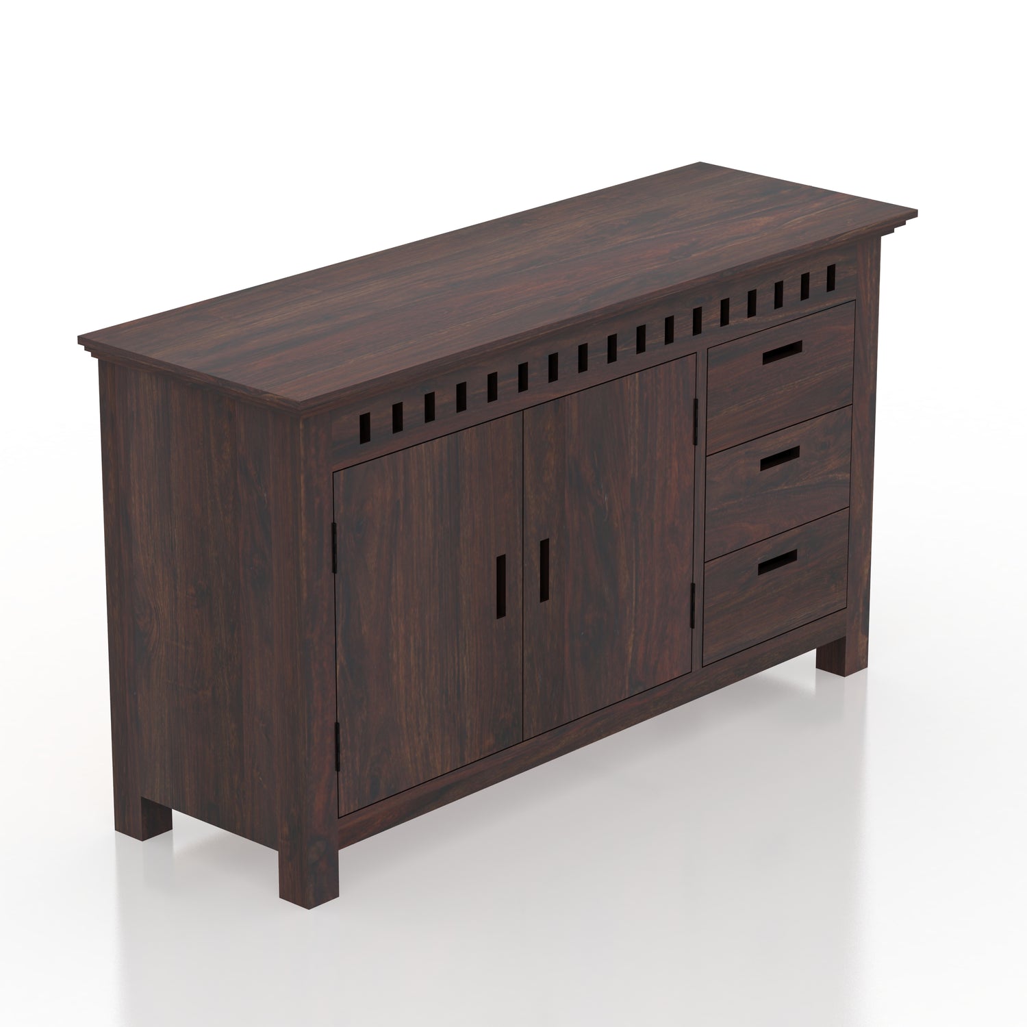 Armania Solid Sheesham Wood Sideboard With Doors and Drawer Storage - 3 Years Warranty