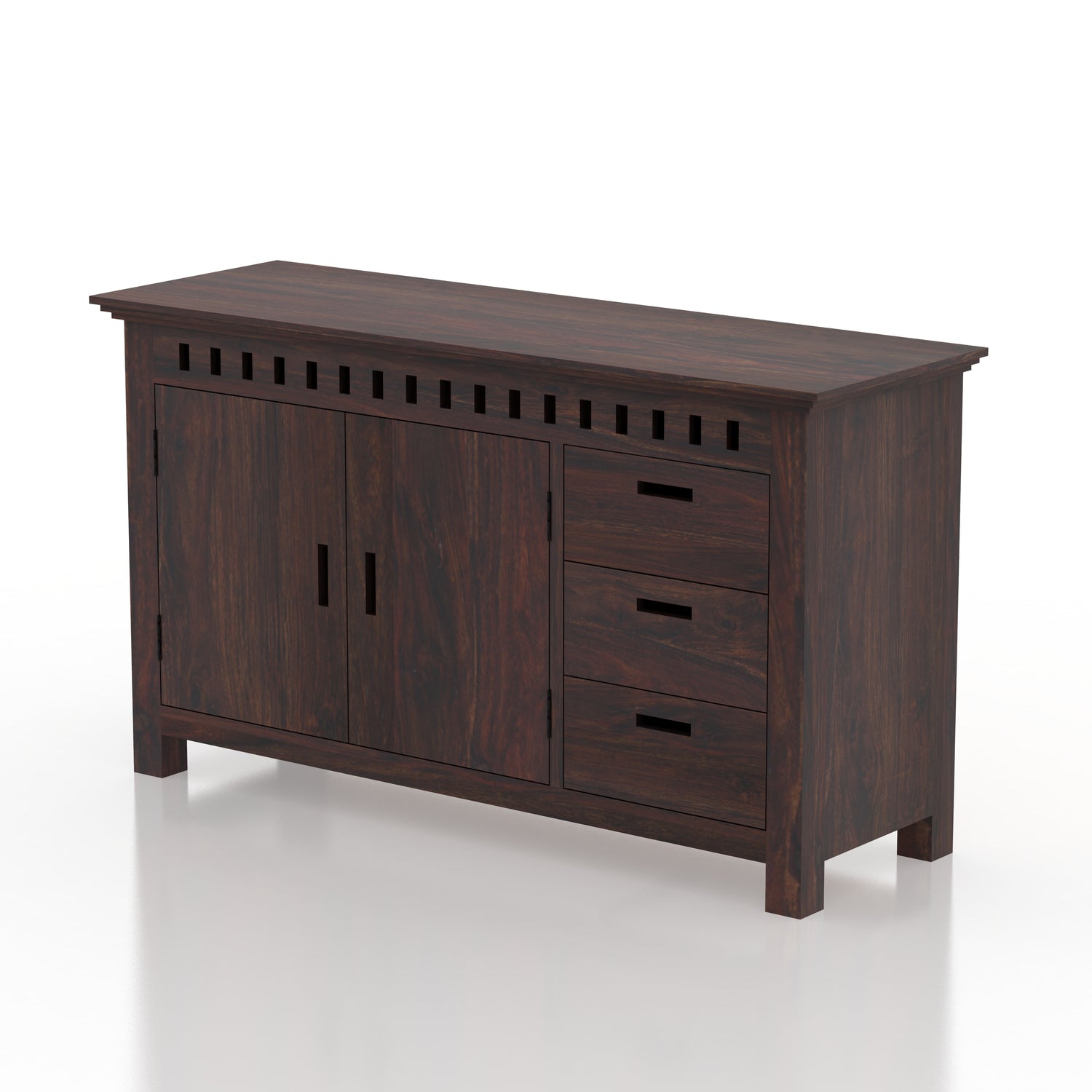 Armania Solid Sheesham Wood Sideboard With Doors and Drawer Storage - 3 Years Warranty