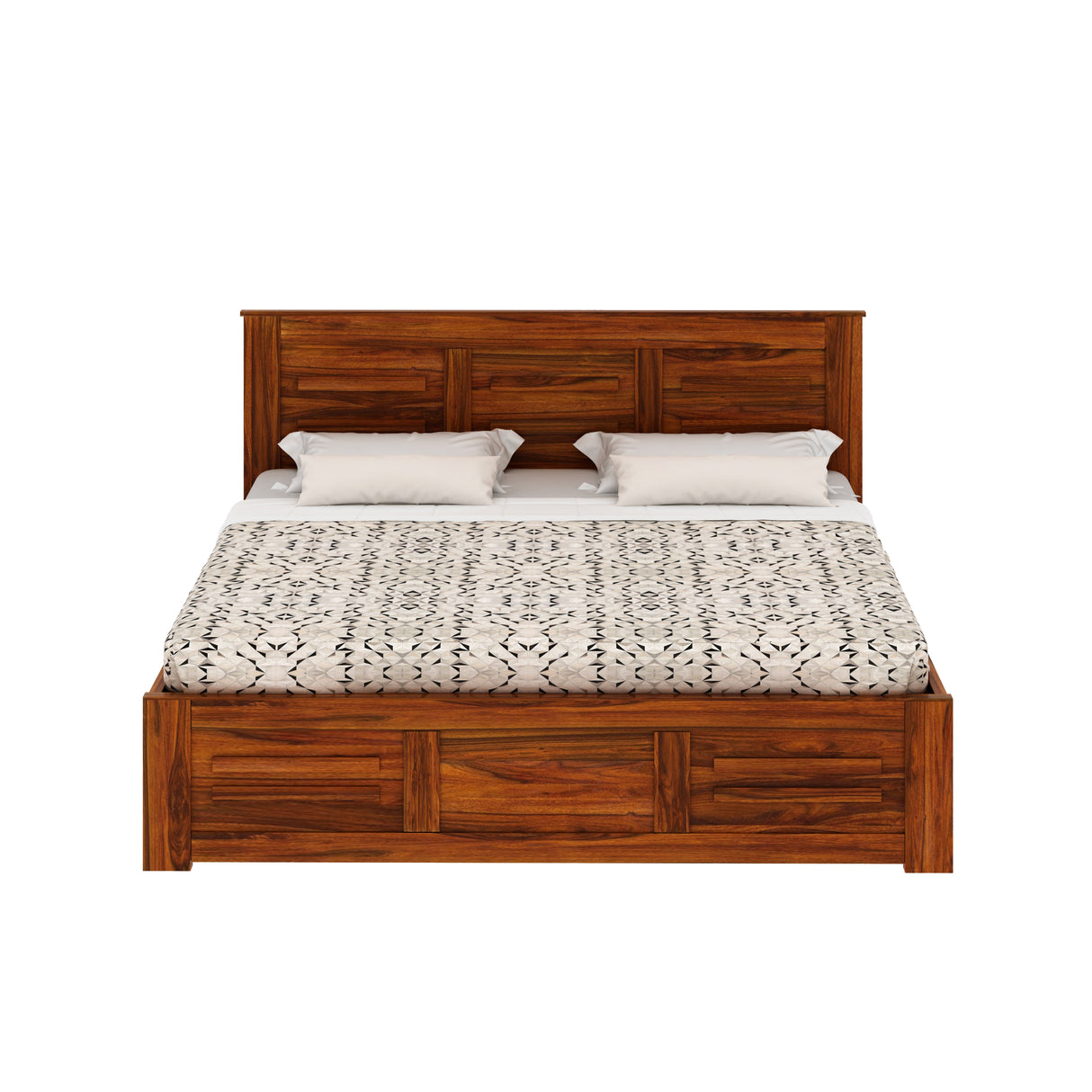 Swiss Solid Sheesham Wood Box Storage Bed - 3 years Warranty
