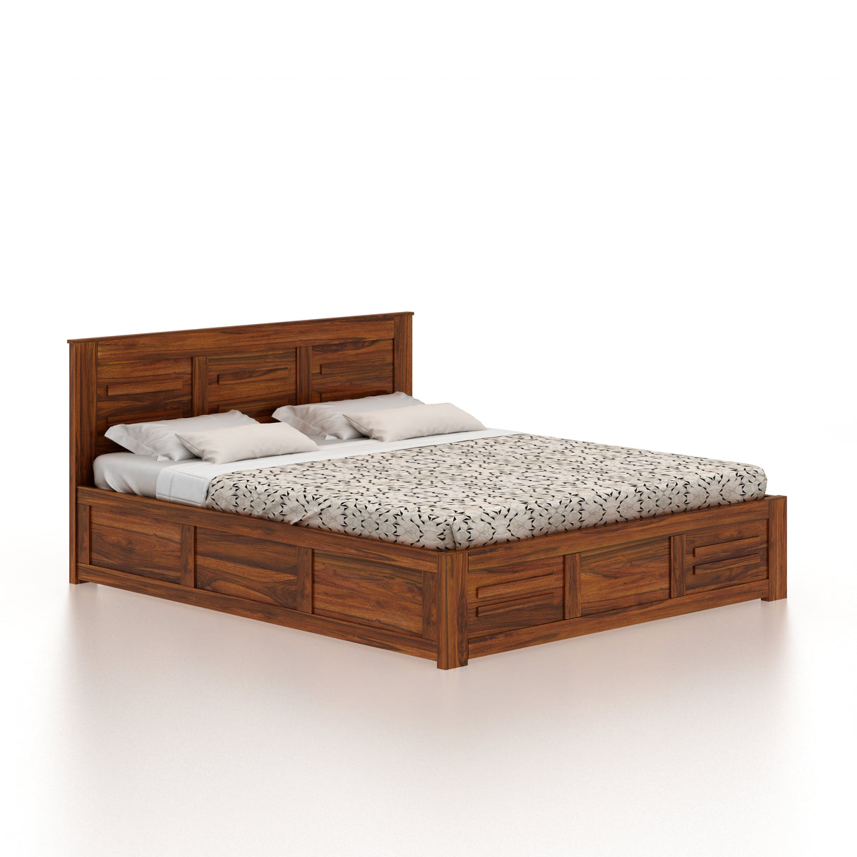 Swiss Solid Sheesham Wood Box Storage Bed - 3 years Warranty