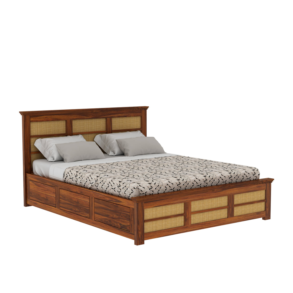 Syrus Solid Sheesham Wood Cane Bed With Box Storage Bed - 3 Years Warranty