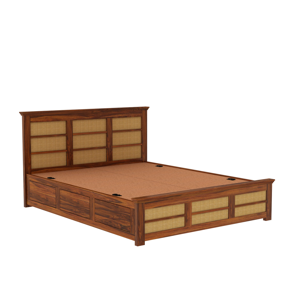 Syrus Solid Sheesham Wood Cane Bed With Box Storage Bed - 3 Years Warranty