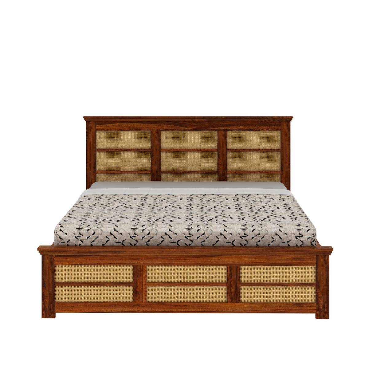 Syrus Solid Sheesham Wood Cane Bed With Box Storage Bed - 3 Years Warranty