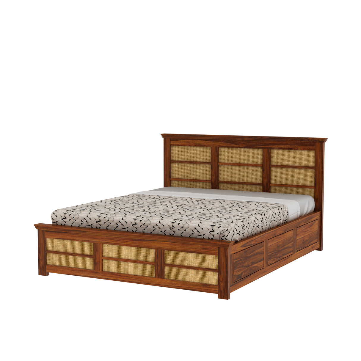 Syrus Solid Sheesham Wood Cane Bed With Box Storage Bed - 3 Years Warranty