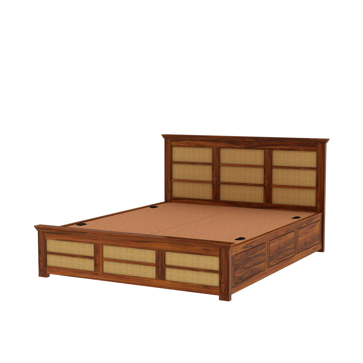 Syrus Solid Sheesham Wood Cane Bed With Box Storage Bed - 3 Years Warranty