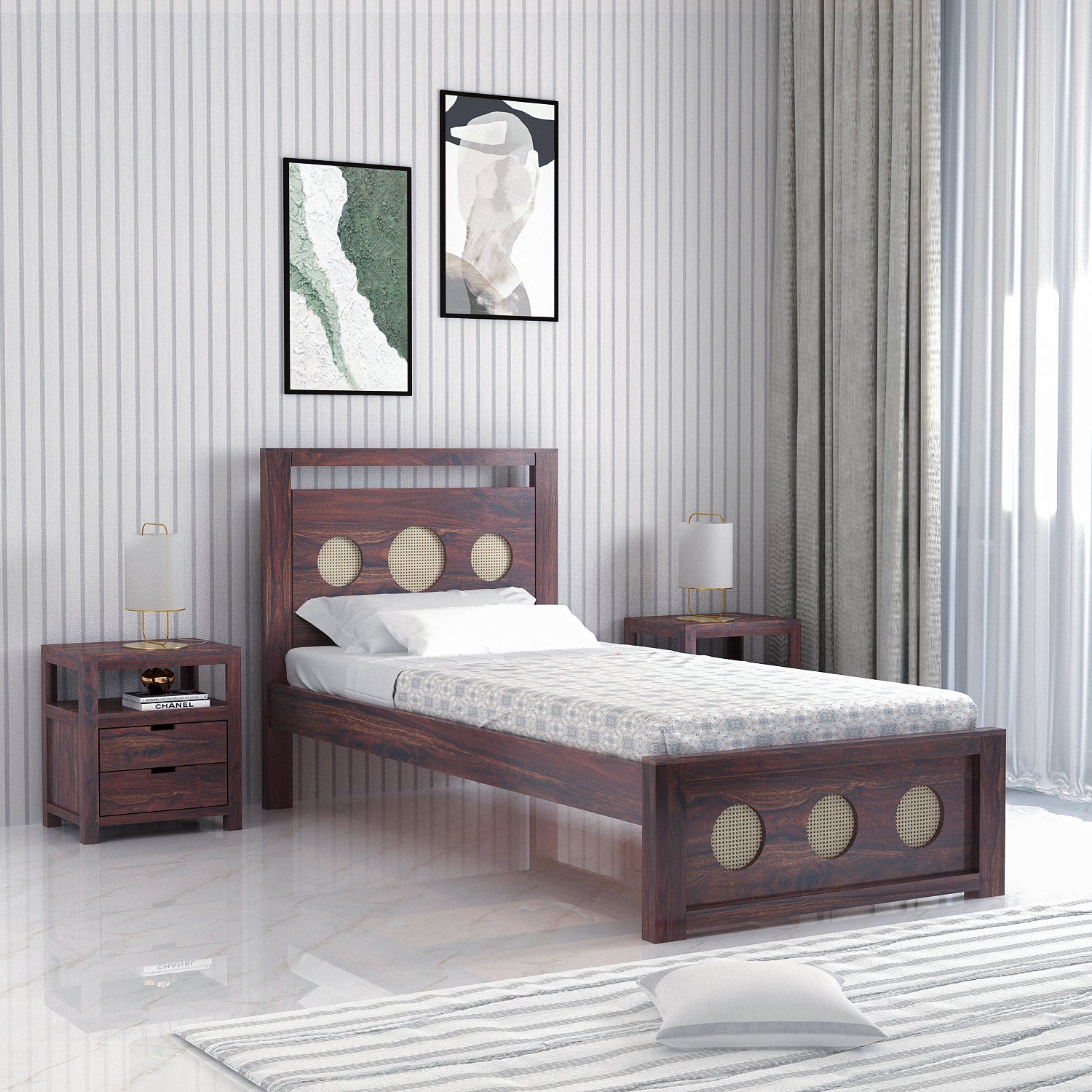 Cosmos Solid Sheesham Wood Single Bed  - 3 years Warranty