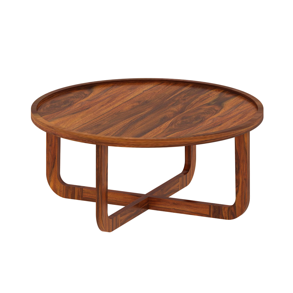 Round Solid Sheesham Wood Coffee Table - 3 years Warranty