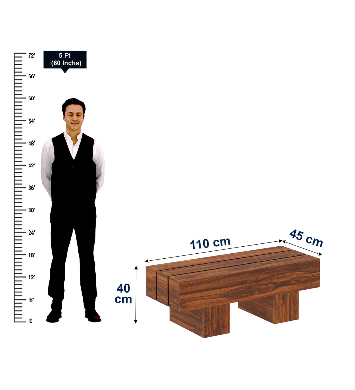 Swift Solid Sheesham Wood Coffee Table - 3 Years Warranty