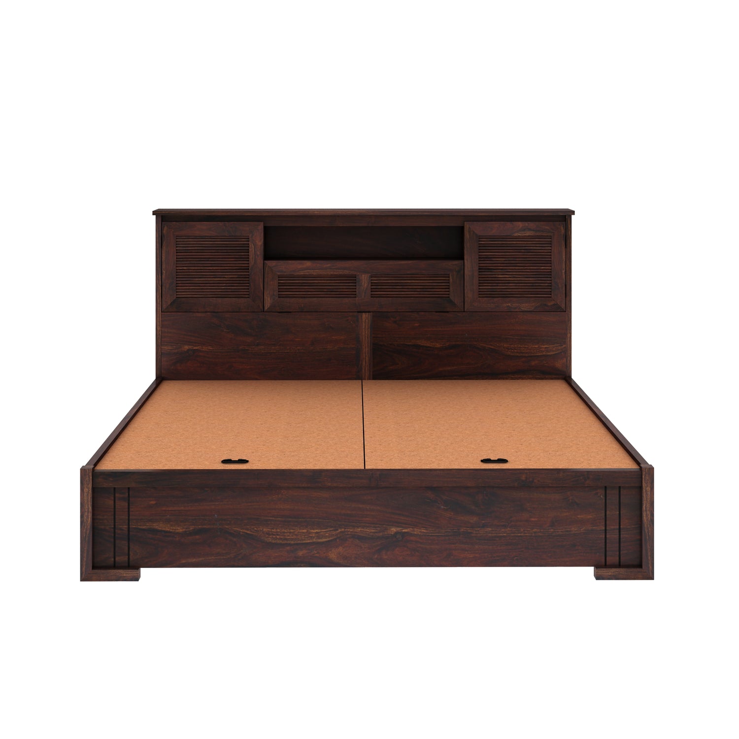 Maharaja Groove Solid Sheesham Wood Bed with Box and Headboard Storage - 3 years Warranty