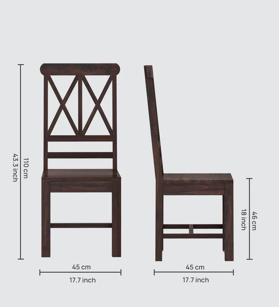 Cross Solid Sheesham Wood Office/Study/Dining Chair - 3 Years Warranty