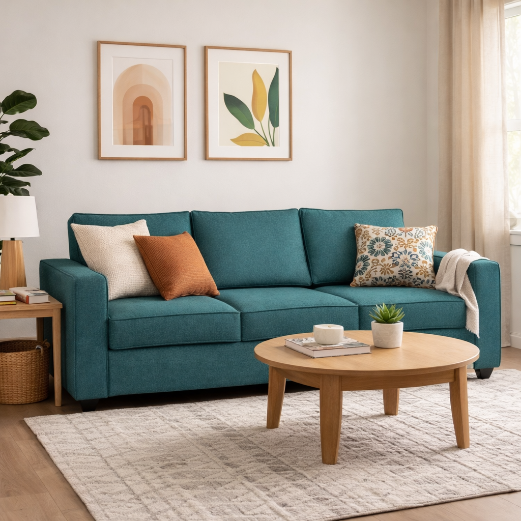 GOA Three Seater Upholstered Sofa Velvet - 3 Years Warranty