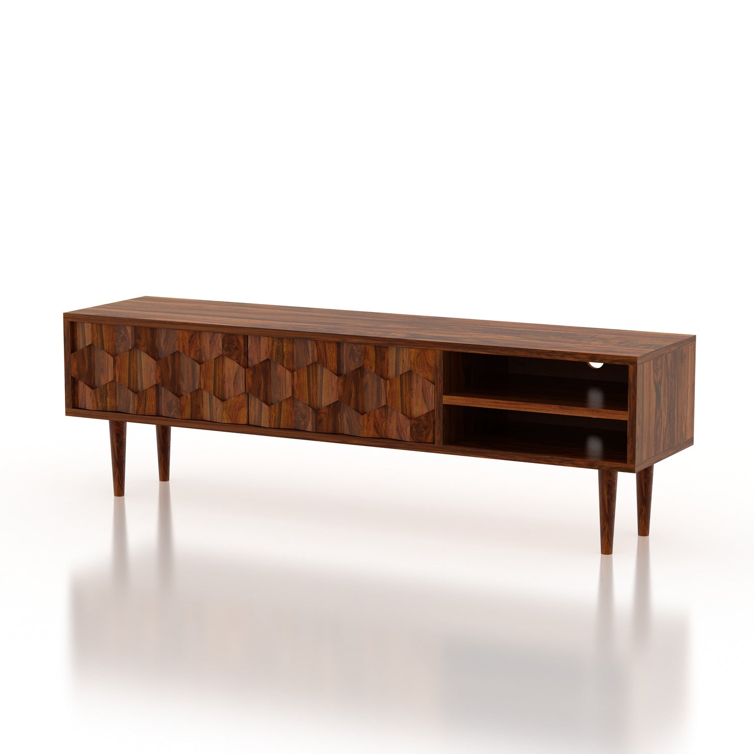Hexa Solid Sheesham Wood TV Unit - 3 Years Warranty