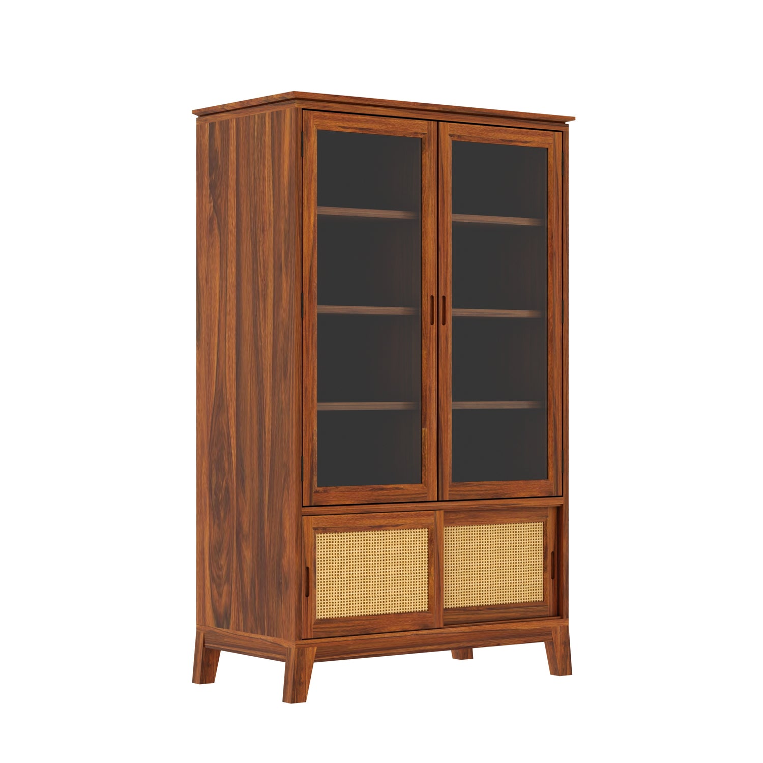 Cosmos CANE Sliding Door Display Unit in Solid Sheesham Wood - 3 Years Warranty