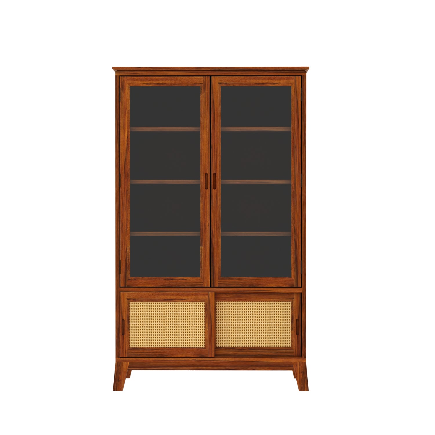 Cosmos CANE Sliding Door Display Unit in Solid Sheesham Wood - 3 Years Warranty