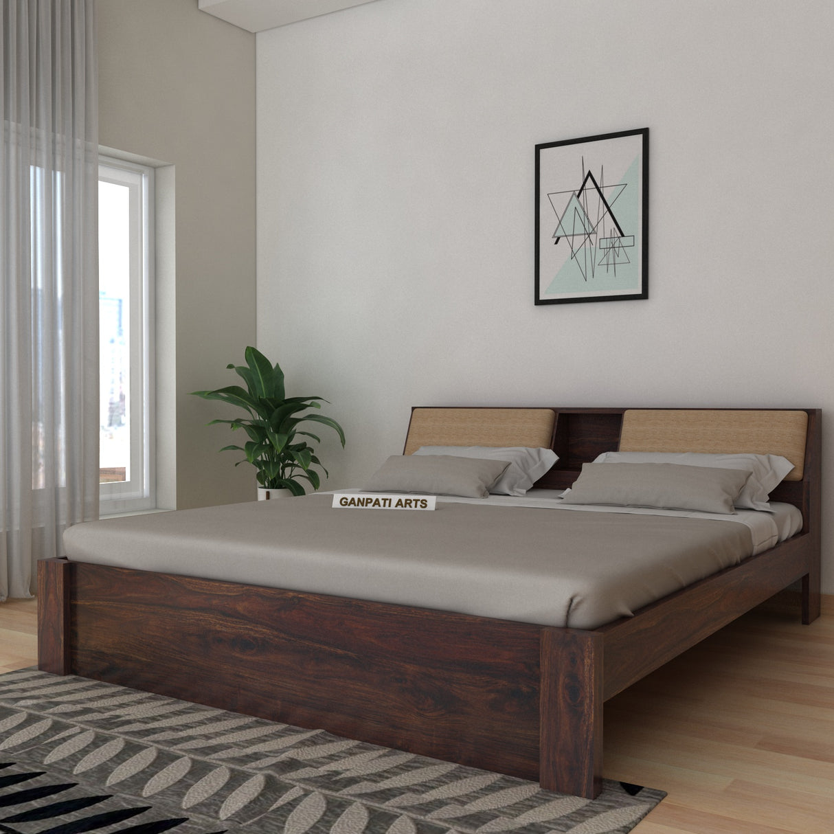 Mayor Solid Sheesham Wood Bed Without Storage - 3 Years Warranty
