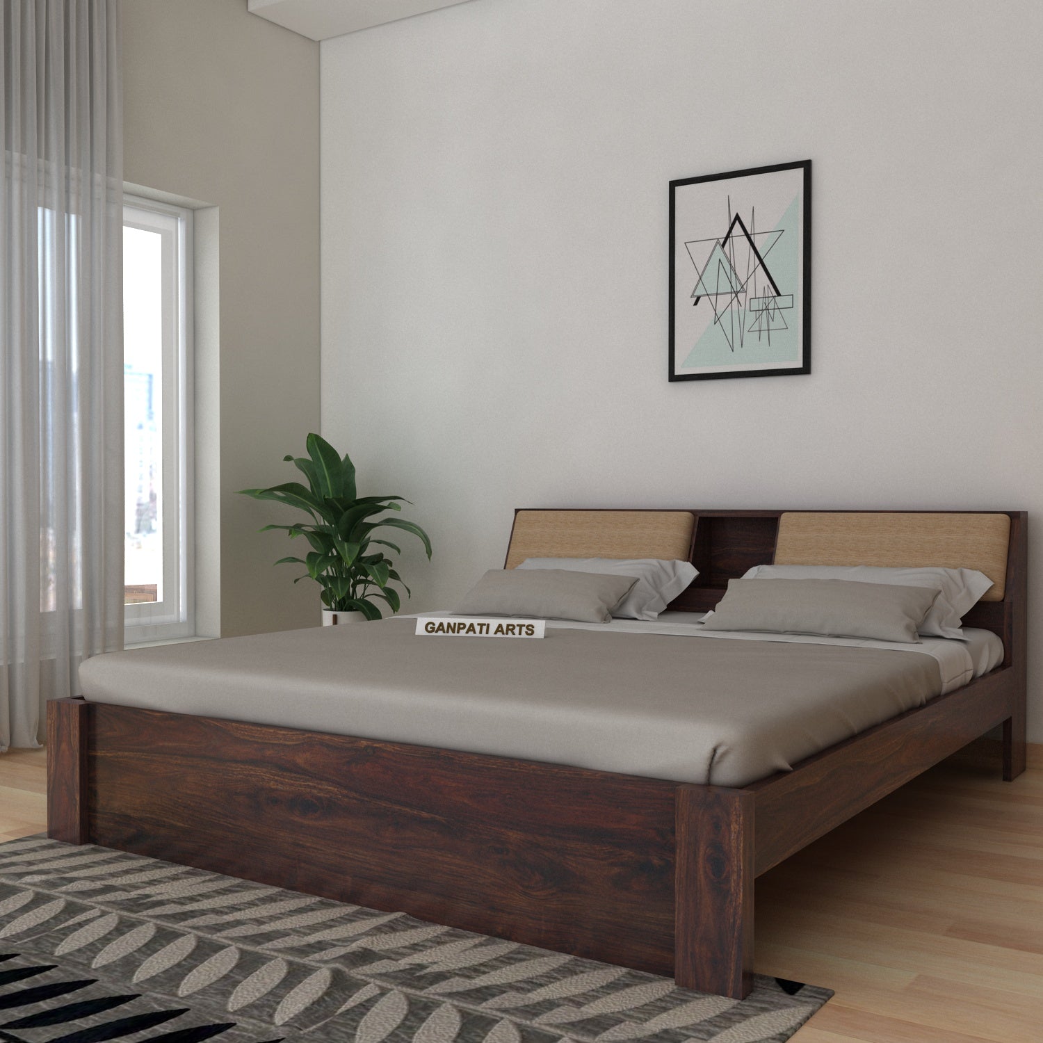 Mayor Solid Sheesham Wood Bed Without Storage - 3 Years Warranty