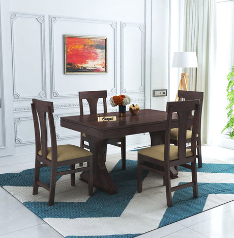 Maron Solid Sheesham Wood 4 Seater Dining Table Set - 1 Year Warranty