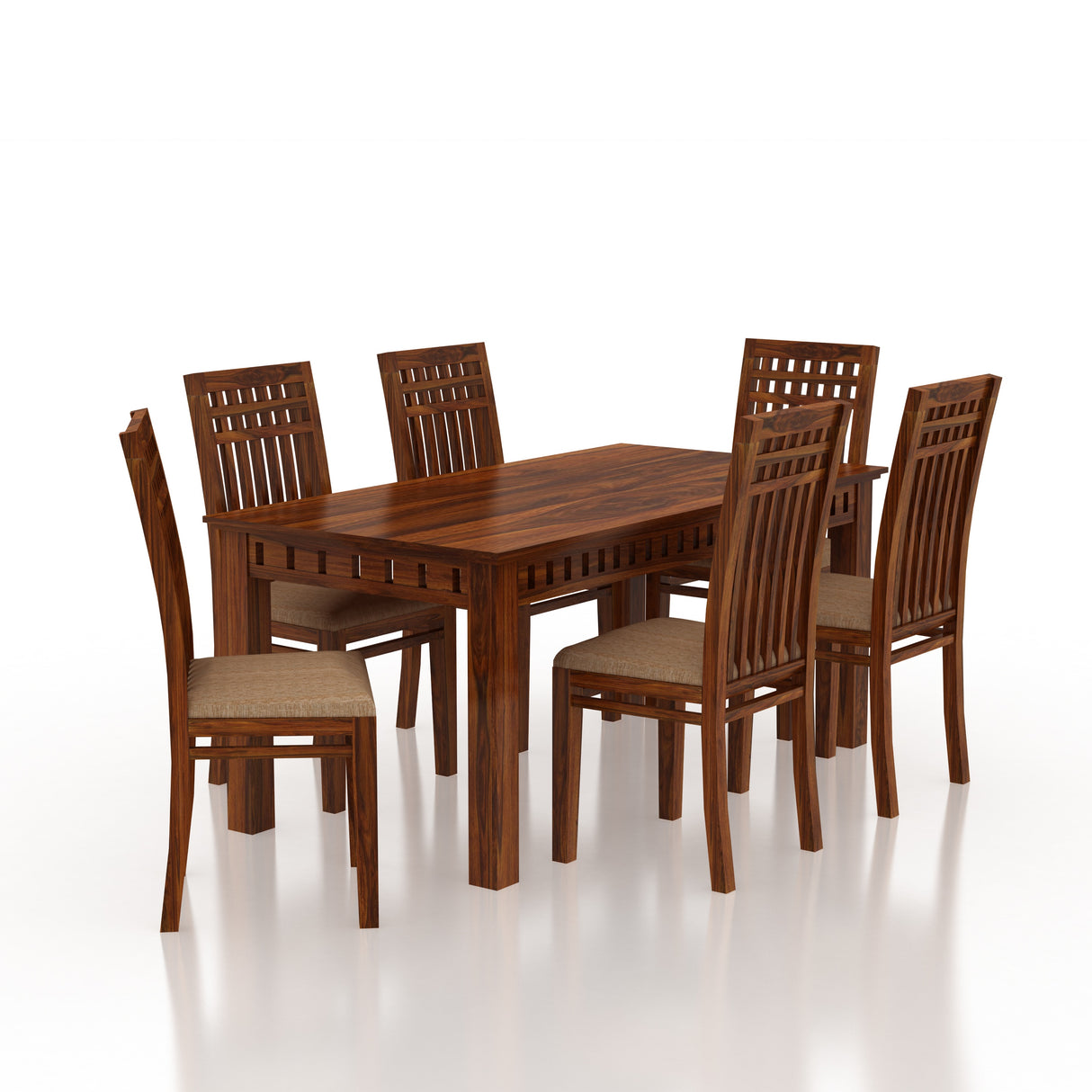 Armania Solid Sheesham Wood 6 Seater Dining Table Set - 3 Years Warranty