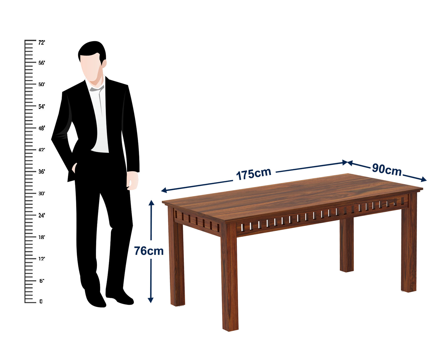 Armania Solid Sheesham Wood 6 Seater Dining Table Set - 3 Years Warranty