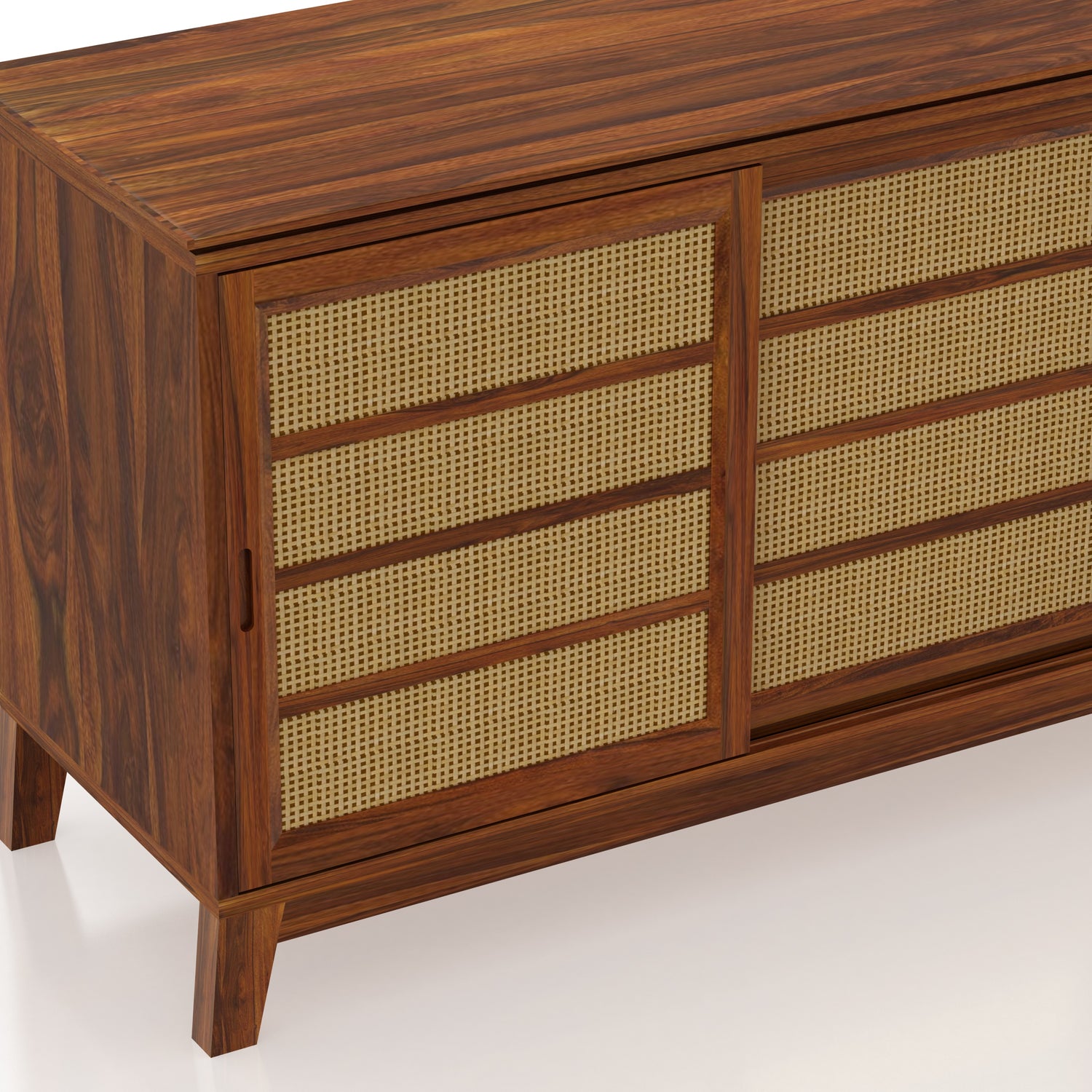Cosmos Sliding Door CANE Sideboard in Solid Sheesham Wood - 3 Years Warranty