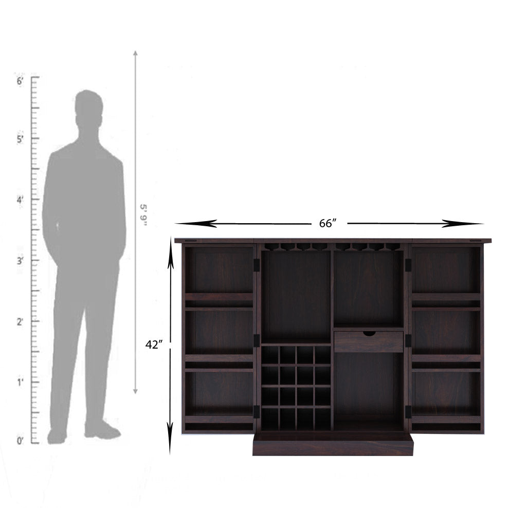 Hawser Solid Sheesham Wood Bar Cabinet - 3 Years Warranty