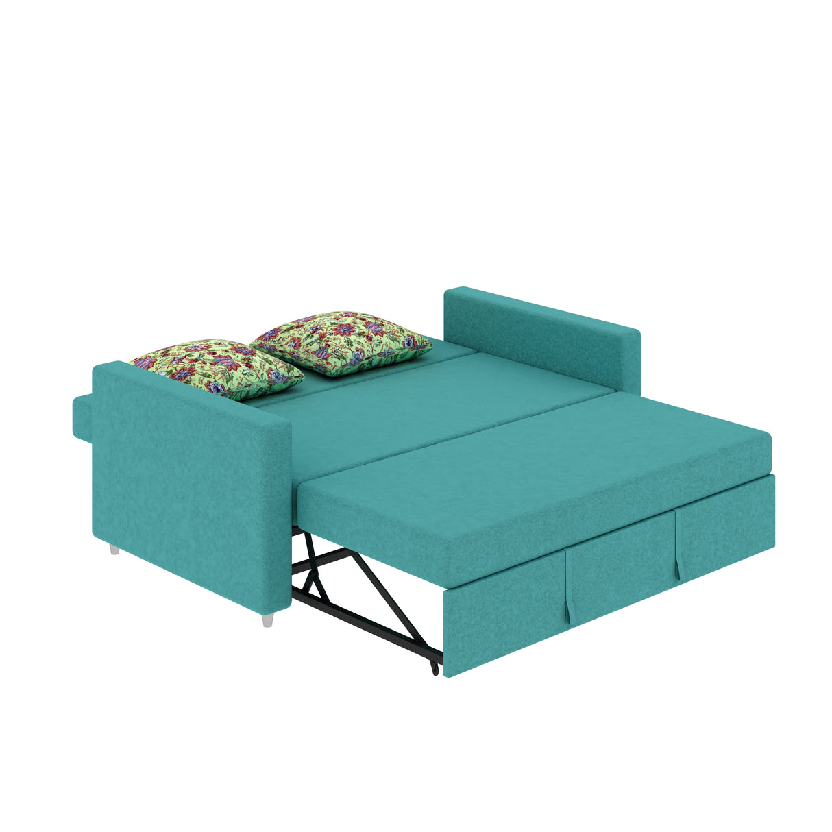 Victoria Fabric 3 Seater Pull Out Sofa Cum Bed(Blue) - 24 Months Warranty