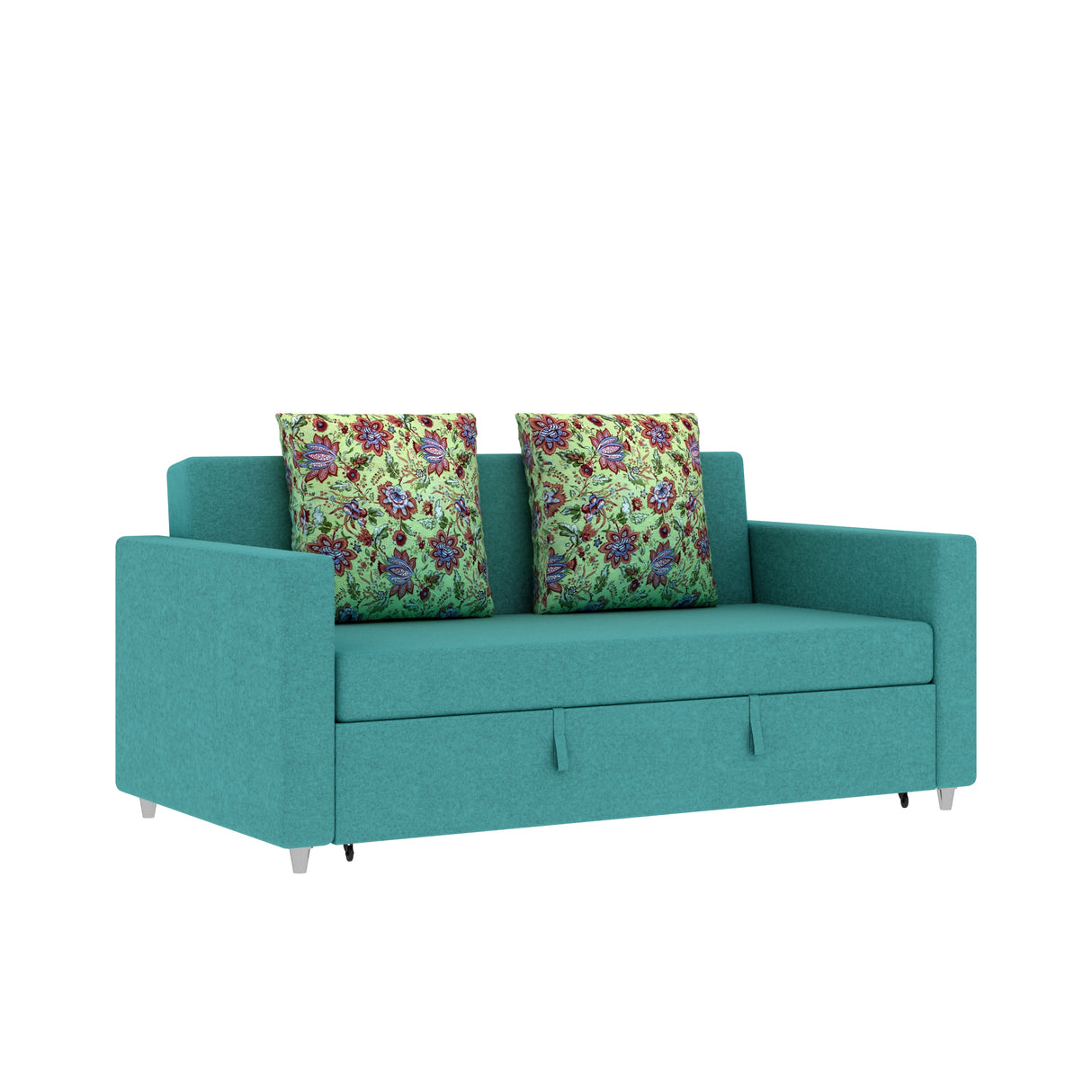 Victoria Fabric 3 Seater Pull Out Sofa Cum Bed(Blue) - 24 Months Warranty