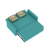 Victoria Fabric 3 Seater Pull Out Sofa Cum Bed(Blue) - 24 Months Warranty