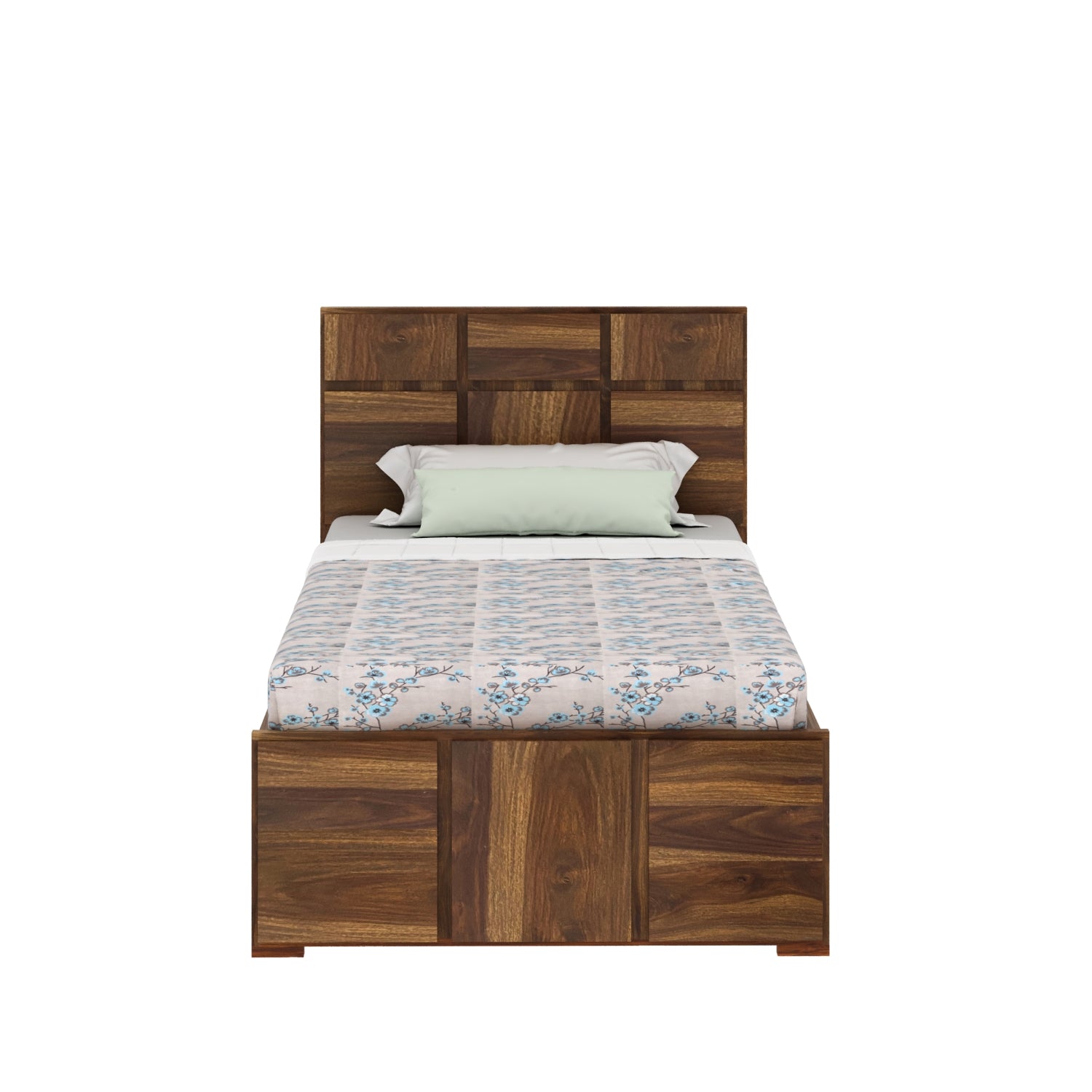 Scott Solid Sheesham Wood Single Bed With Box Storage - 3 years Warranty