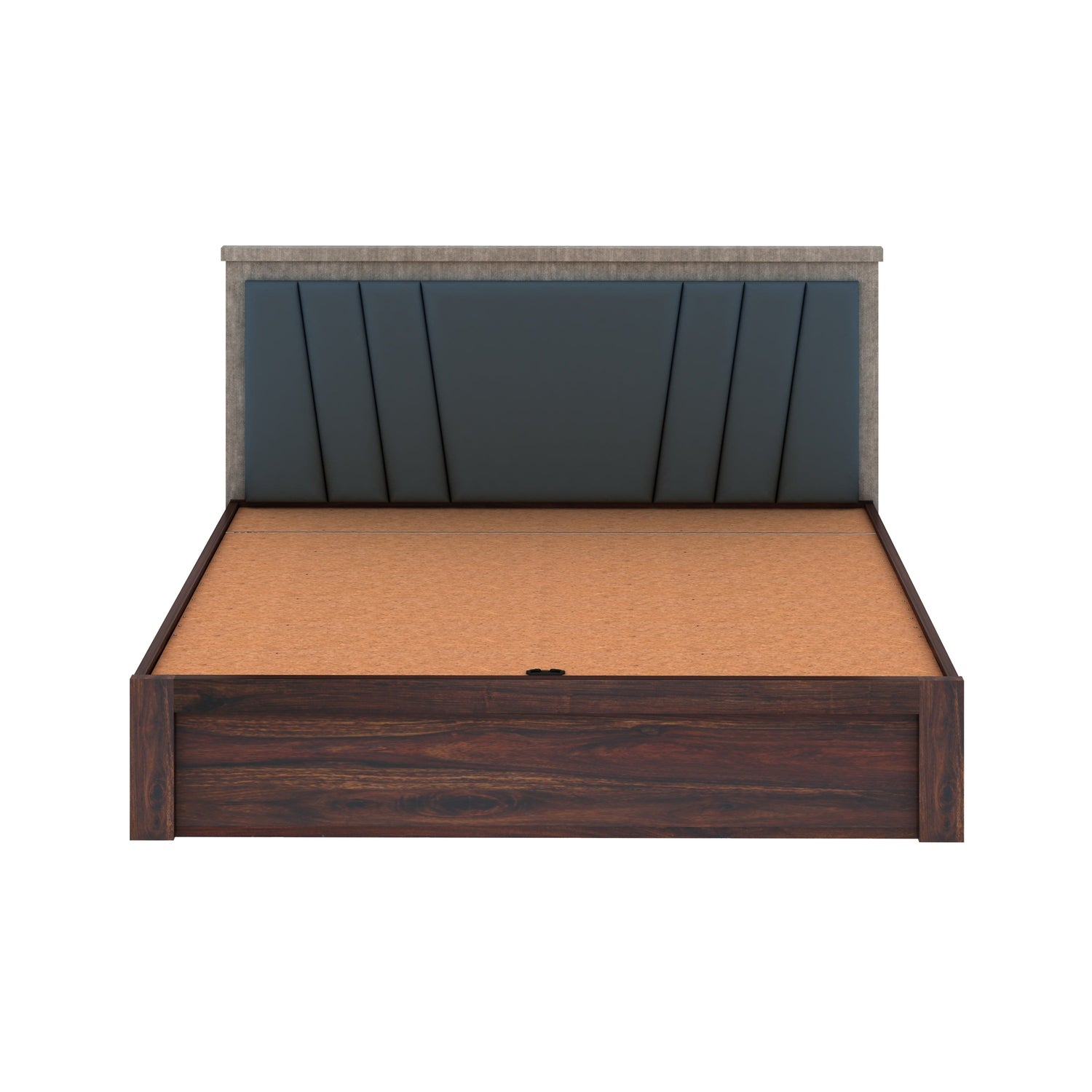 Emporio Solid Sheesham Wood Bed With Hydraulic Box Storage & Upholstered Headboard-3 years Warranty(LUXE EDITION)