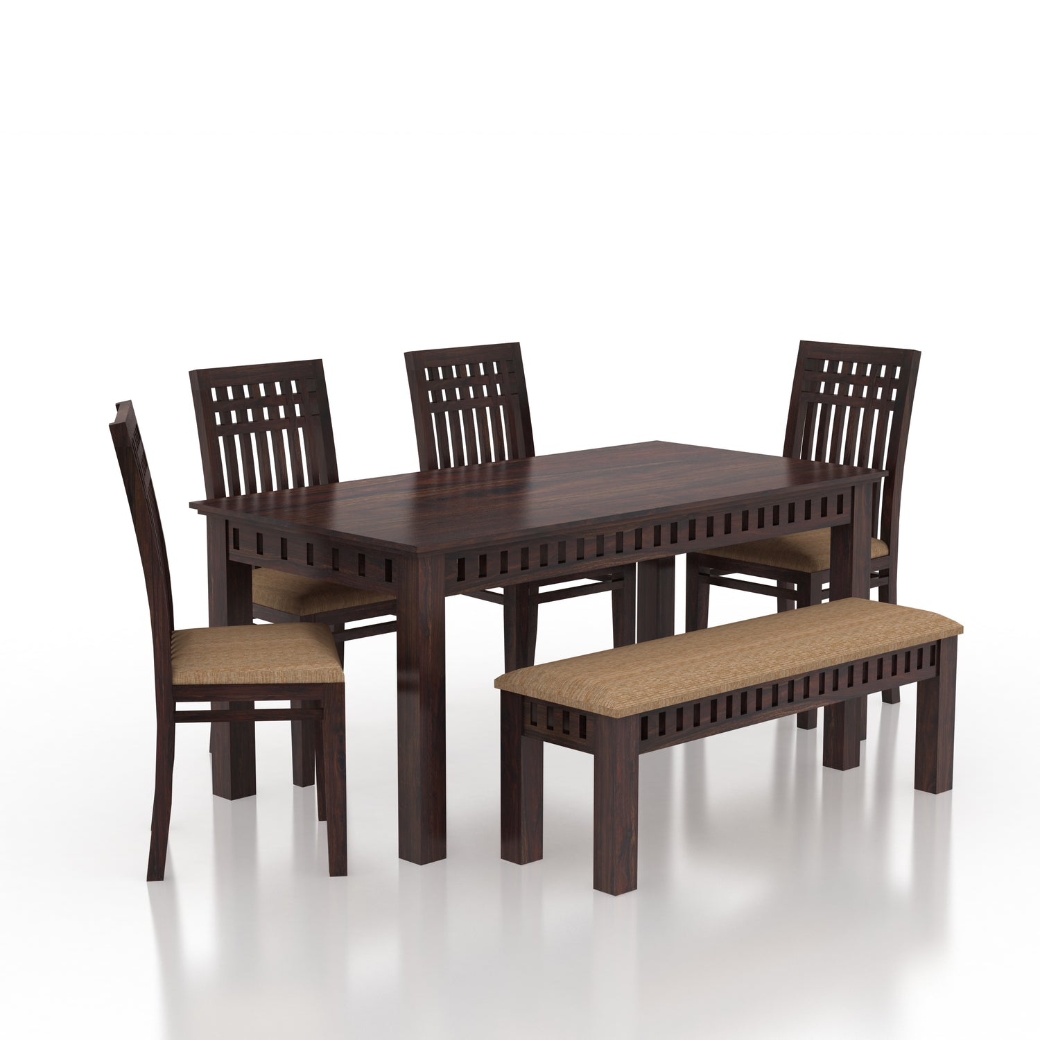 Armania Solid Sheesham Wood 6 Seater Dining Table Set - 3 Years Warranty