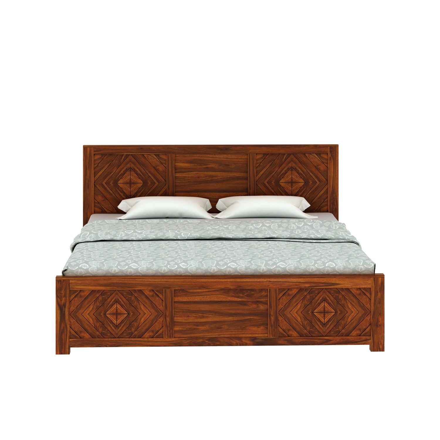 Wave Solid Sheesham Wood Bed with Box Storage - 3 Years Warranty