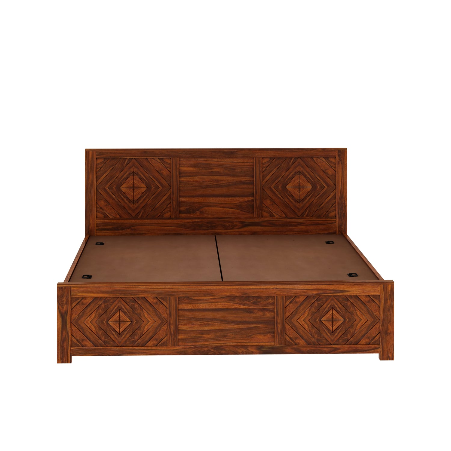 Wave Solid Sheesham Wood Bed with Box Storage - 3 Years Warranty
