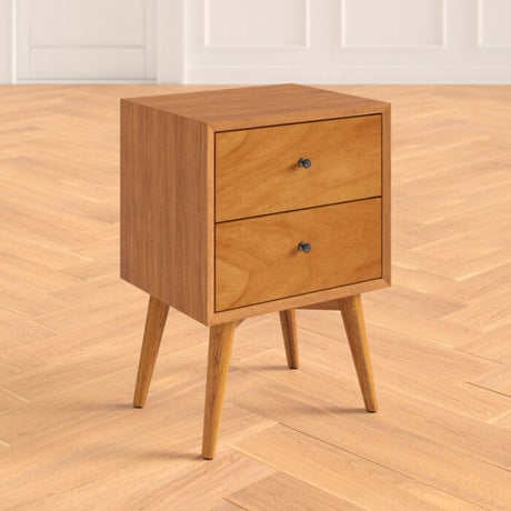 Lucia Solid Sheesham Wood Bedside Table With Two Drawer Storage - 1 Year Warranty