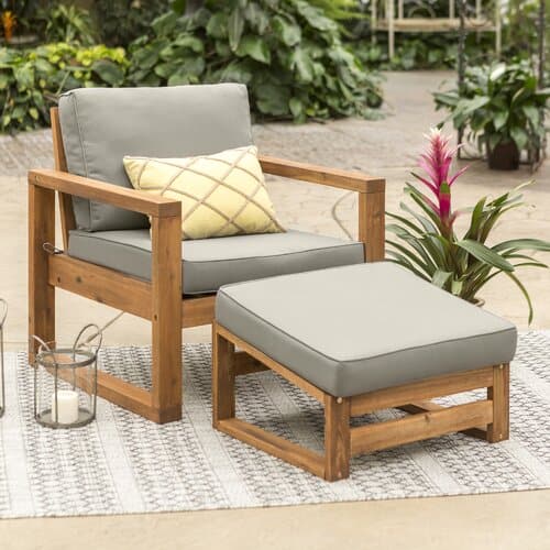 Euro Solid Sheesham Wood Single Seater Sofa With Foot Rest - 3 Years Warranty