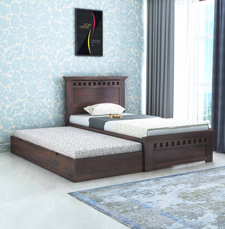 Armania Solid Sheesham Wood Single Trundle Bed With Storage - 1 Year Warranty