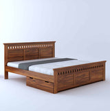 Armania Solid Sheesham Wood Bed With Two Drawer Storage - 1 Year Warranty