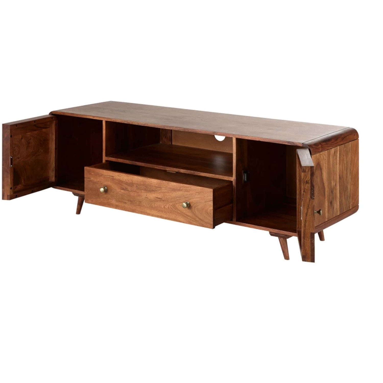 Trace Solid Sheesham Wood TV Unit with Storage - 3 Years Warranty