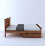 Armania Solid Sheesham Wood Bed With Two Drawer Storage - 1 Year Warranty