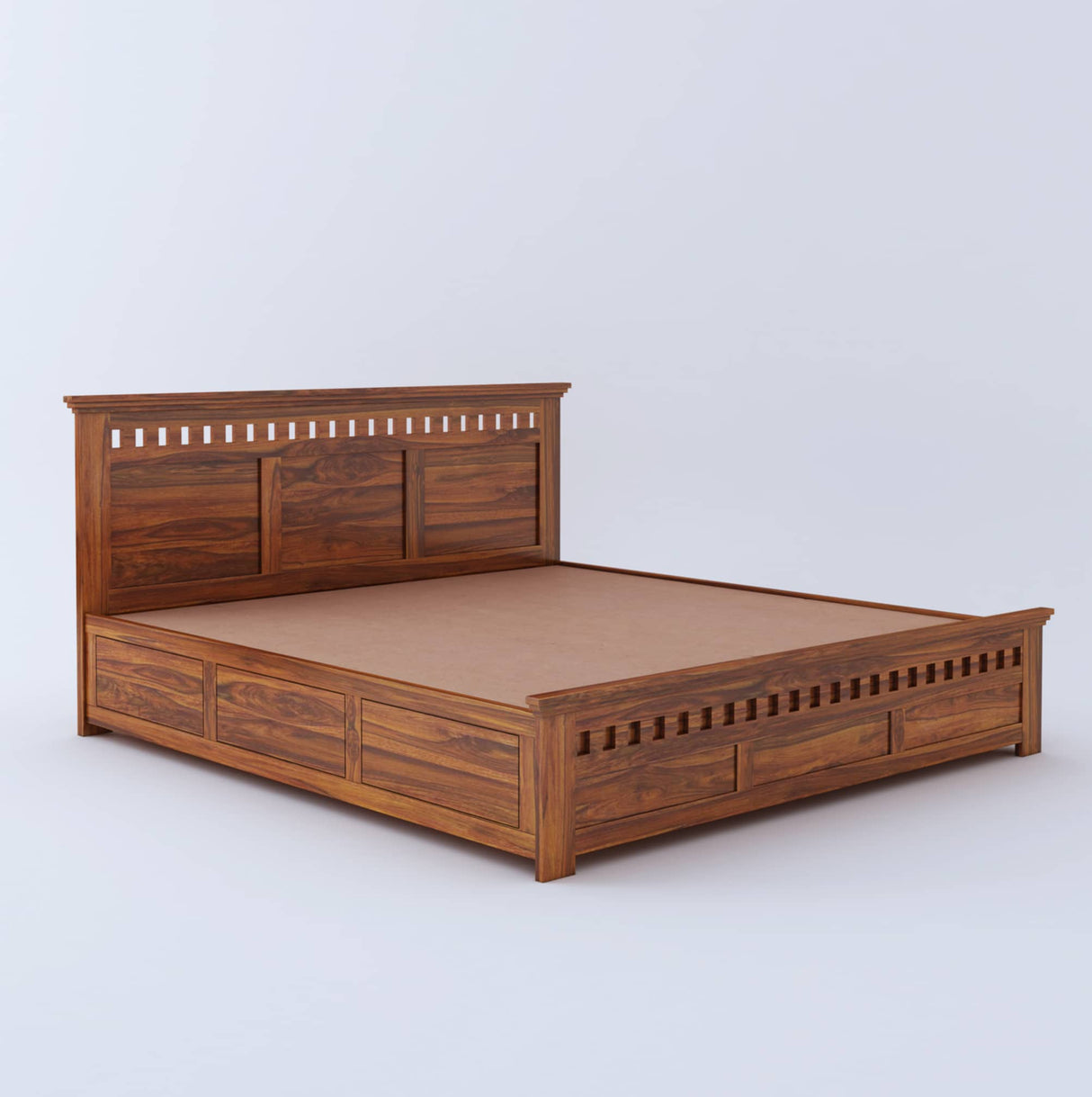 Armania Solid Sheesham Wood Hydraulic Storage Bed - 1 Year Warranty