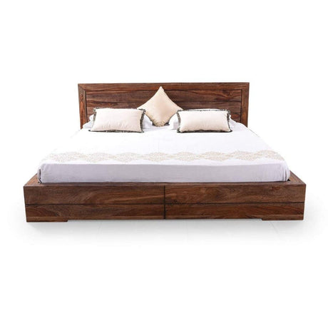 Live Solid Sheesham Wood Edge Bed - 1 Year Warranty