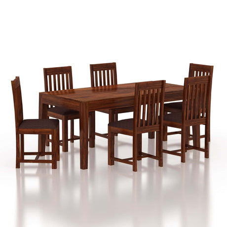 Maldives Solid Sheesham Wood 6 Seater Dining Table Set - 1 Year Warranty
