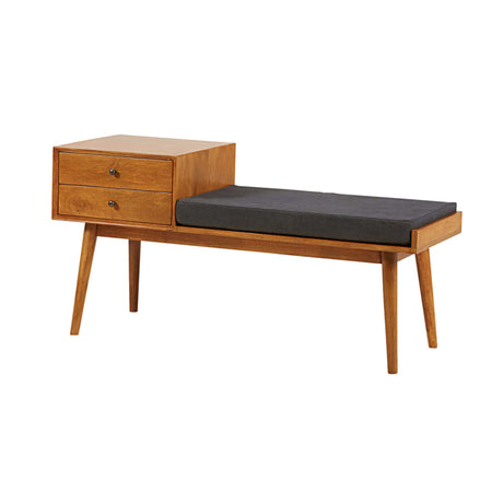 Lurid Solid Sheesham Wood Bench With Two Drawer Storage - 1 Year Warranty